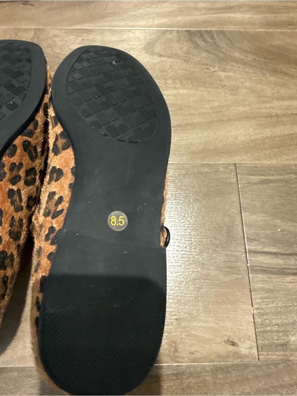 Leopard Calf Hair Mary Jane Flats Size 8.5 Ballet Shoes Quiet Luxury Coquette - Picture 7 of 8